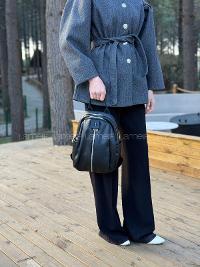 Lamelif Gümüş Fermuarlı Suni Deri Sırt Çantası