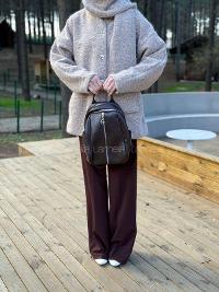 Lamelif Gümüş Fermuarlı Suni Deri Sırt Çantası