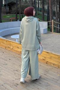 Lamelif Fermuarlı Kapüşonlu Oysho Takım Çağla Yeşili