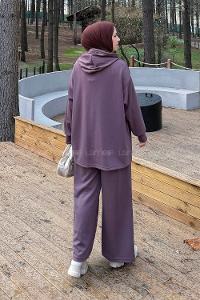 Lamelif Fermuarlı Kapüşonlu Oysho Takım Kahverengi