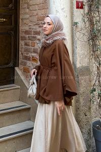 Lamelif Kürk Yakalı Panço Taba