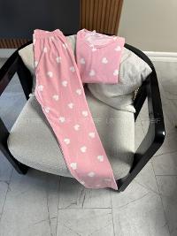 Lamelif Pembe Kalp Detaylı Pijama Takımı