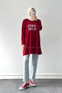 lways Be Cool Baskılı Sweat Bordo