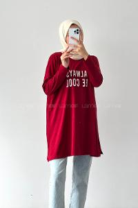 lways Be Cool Baskılı Sweat Bordo