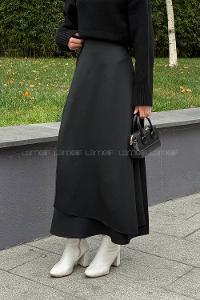 Lamelif Bağlama Detaylı Scuba Etek Siyah