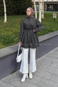 Khaki Hood Neck Long Arm Raincoat