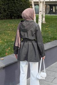 Khaki Hood Neck Long Arm Raincoat