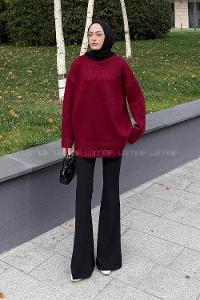 Lamelif Balıkçı Yaka Kazak Bordo