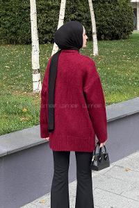 Lamelif Balıkçı Yaka Kazak Bordo