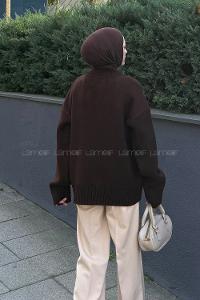 Lamelif Basic Triko Kazak Acı Kahve