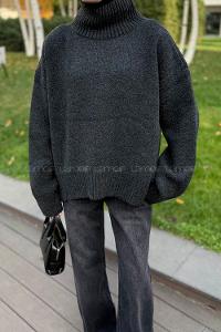 Lamelif Basic Triko Kazak Antrasit