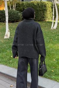 Lamelif Basic Triko Kazak Antrasit