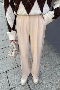 Lamelif Bel Lastikli Pantolon Bej