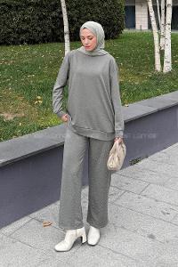 Khaki Crew Neck Long Arm Cotton Regular Trousers Comfortable Suit