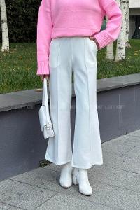 Lamelif Çımalı Scuba Pantolon Beyaz