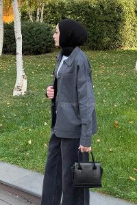 Lamelif Kapak Cepli Gömlek Antrasit