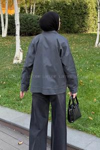 Lamelif Kapak Cepli Gömlek Antrasit