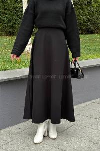 Lamelif Kaşe Etek Siyah