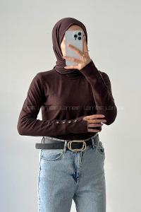 Lamelif Kol Drop Detaylı Kazak Acı Kahve