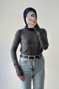 Lamelif Kol Drop Detaylı Kazak Antrasit