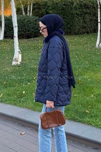 Navy Blue Normal Neck Long Arm Coat