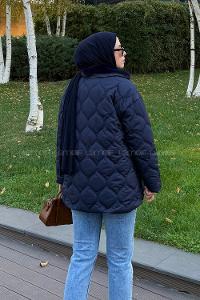 Navy Blue Normal Neck Long Arm Coat