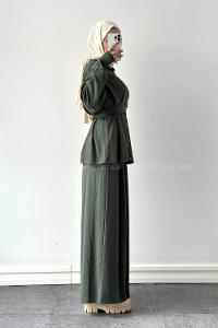 Lamelif Pile Detaylı Takım Haki