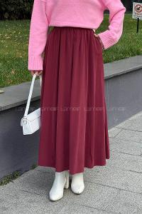 Lamelif Tensel Tesettür Etek Bordo