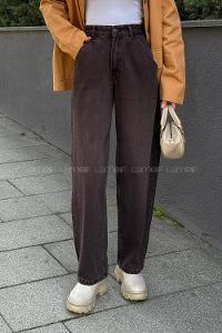 Lamelif Yan Cep Detaylı Boyfriend Pantolon Kahve