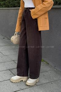 Lamelif Yan Cep Detaylı Boyfriend Pantolon Kahve