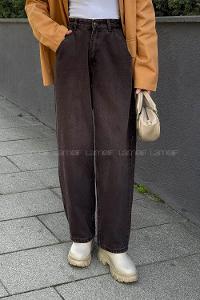 Lamelif Yan Cep Detaylı Boyfriend Pantolon Kahve