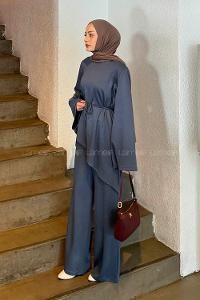 Anthracite Crew Neck Long Arm Cotton Regular Trousers Comfortable Suit