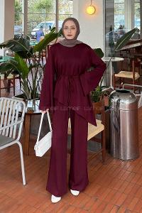 Lamelif Asimetrik Oyhso Takım Bordo