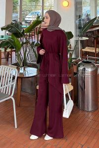 Lamelif Asimetrik Oyhso Takım Bordo