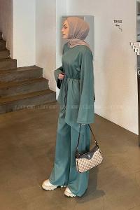 Plum Green Crew Neck Long Arm Cotton Regular Trousers Comfortable Suit