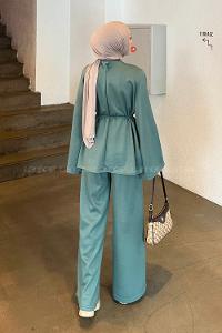 Plum Green Crew Neck Long Arm Cotton Regular Trousers Comfortable Suit