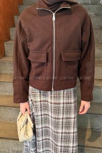 Lamelif Cepli Kaşe Ceket Acı Kahve