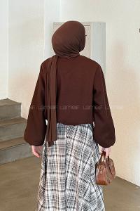 Lamelif Fermuarlı Kaşe Ceket Acı Kahve