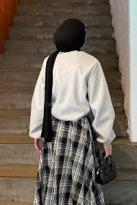 Gray Crew Neck Long Arm Stamp Fabric Jacket