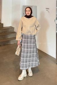 Stone Crew Neck Long Arm Stamp Fabric Jacket