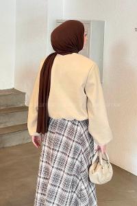 Stone Crew Neck Long Arm Stamp Fabric Jacket