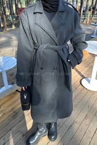 Lamelif Bağlama Detaylı Kaşe Kaban Antrasit