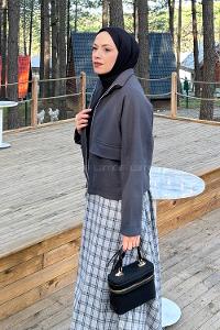 Lamelif Cepli Kaşe Ceket Antrasit