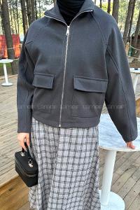 Lamelif Cepli Kaşe Ceket Antrasit