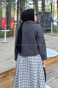 Lamelif Cepli Kaşe Ceket Antrasit