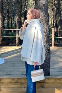 Stone Scarf Neck Long Arm Coat