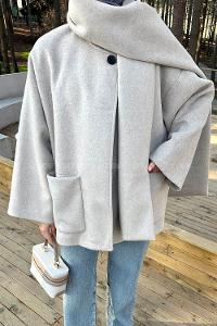 Mink Scarf Neck Long Arm Coat