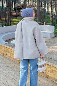 Mink Scarf Neck Long Arm Coat