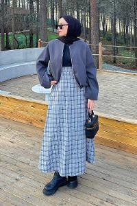 Anthracite Crew Neck Long Arm Stamp Fabric Jacket