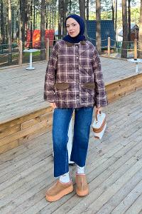 Brown Shirt Collar Long Arm Coat